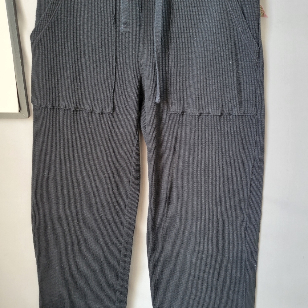 Aritzia Tna Thermal Waffle Knit Wide‎ Leg Pant Black XS - Picture 5 of 12